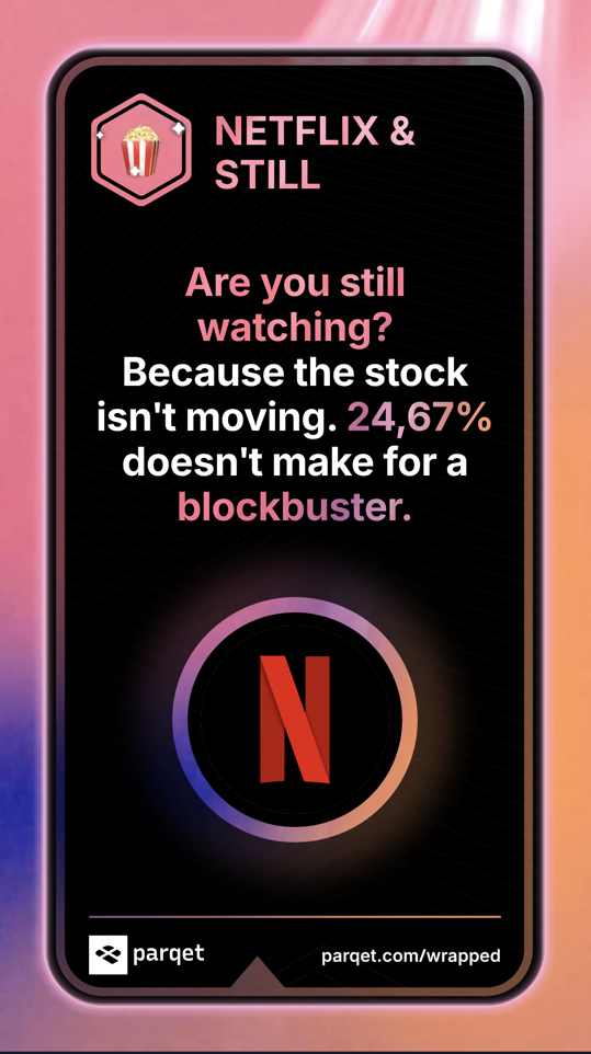 Our Netflix badge. The colored parts are transparent, and we have a somewhat transparent shimmer around Netflix’s logo.