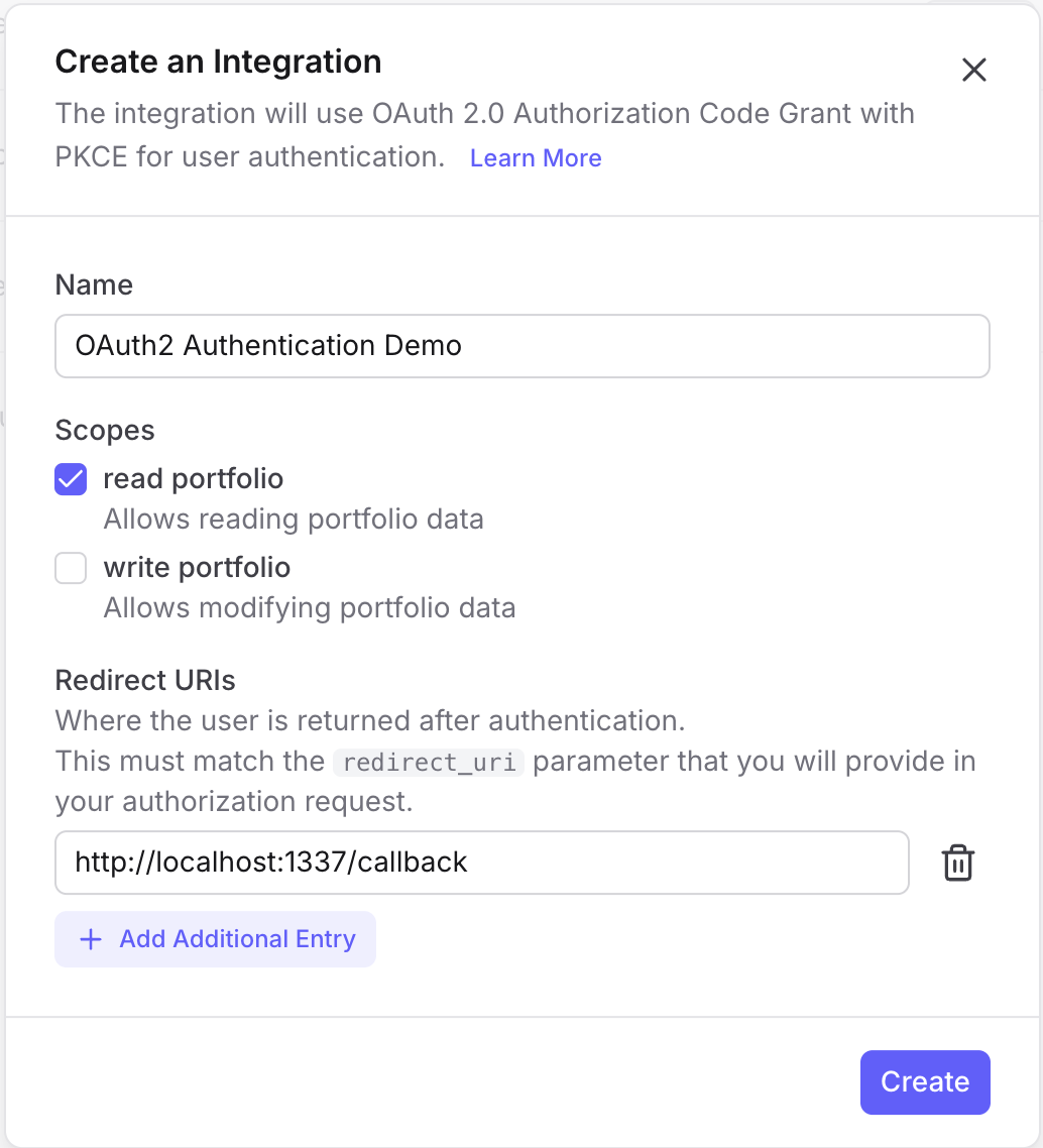 Creating an integration in the Developer Hub